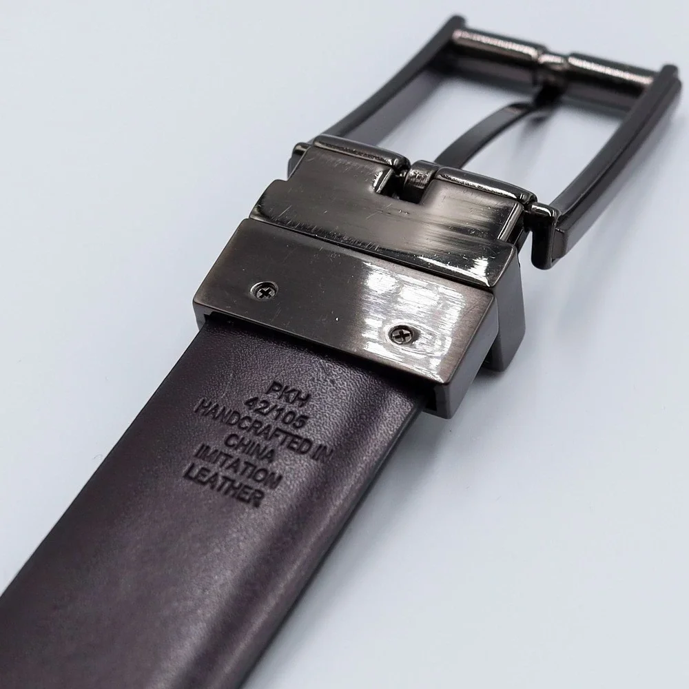 Kenneth Cole Reaction Belt Mens 42 Black Brown Reversible Gunmetal‎ Buckle PKH